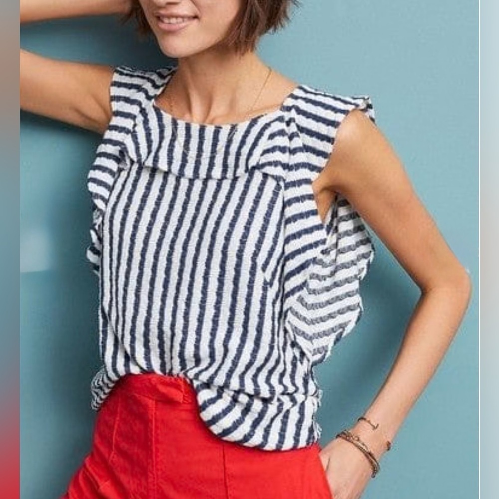 Eva Franco for Anthropologie Ruffle Stripe Top – Size S – NWT - Picture 2 of 10